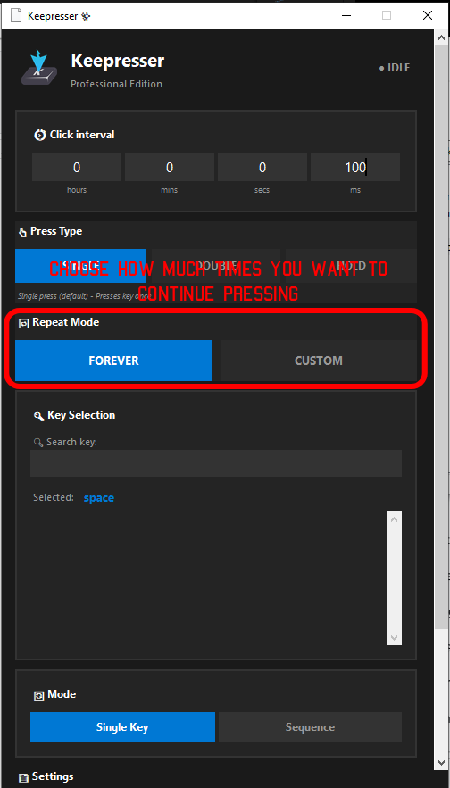Keepresser Repeat Modes